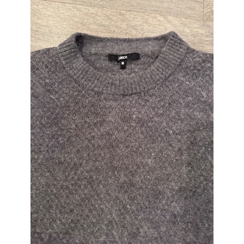 Quince Grey Marled Crew Neck alpaca Merino Wool Blend Sweater Women's M - Picture 2 of 5